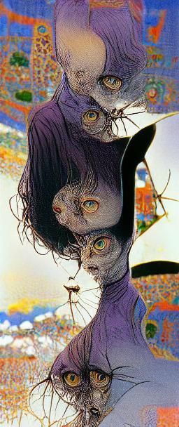 Cats Portrait Inspired by Comic and Impressionist Art