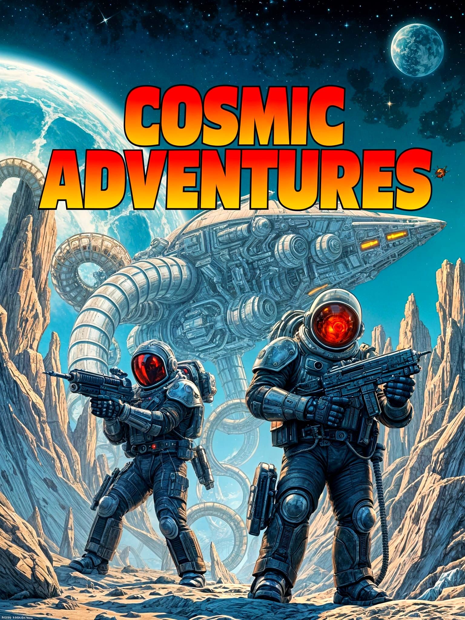 Retro Sci-Fi Pulp Cover: Cosmic Adventures