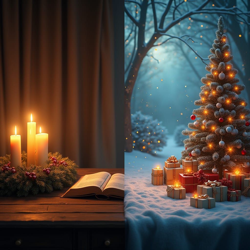 Hope and Joy: A Christmas Advent Scene in Vivid, Hyper-Reali...