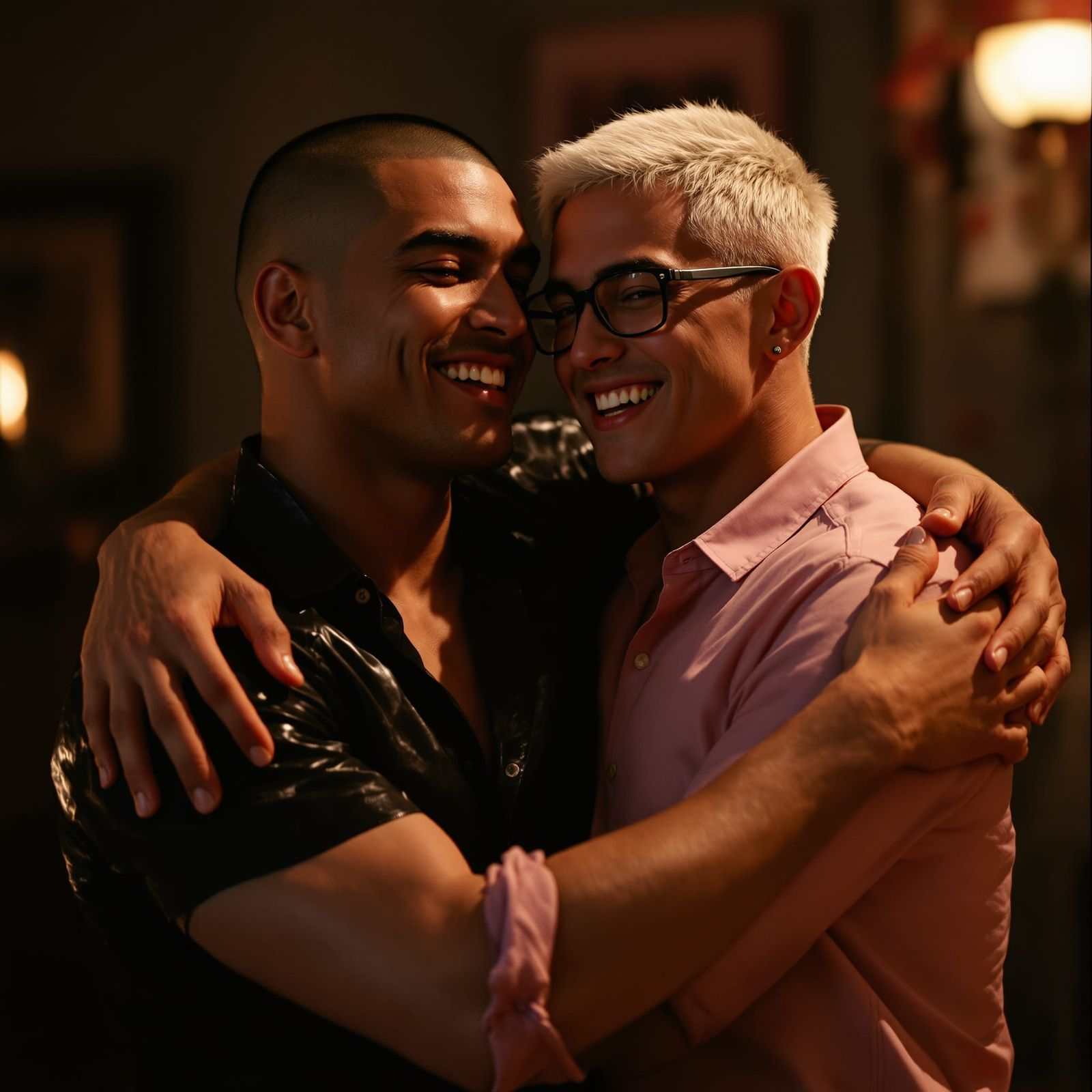 Couple Embracing After House Party: Cinematic Film Still