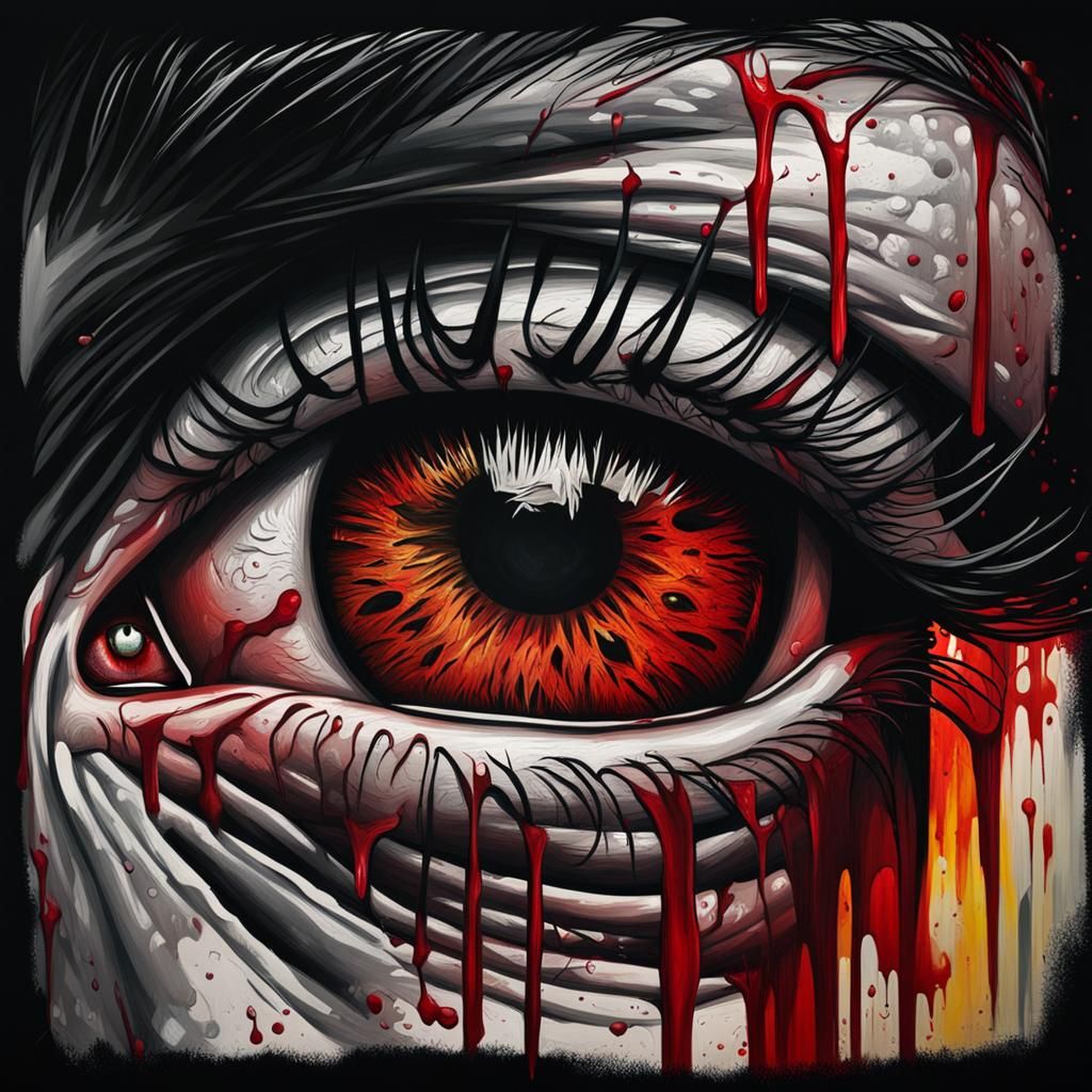 Hyperrealistic Oil Painting of a Crying Eye