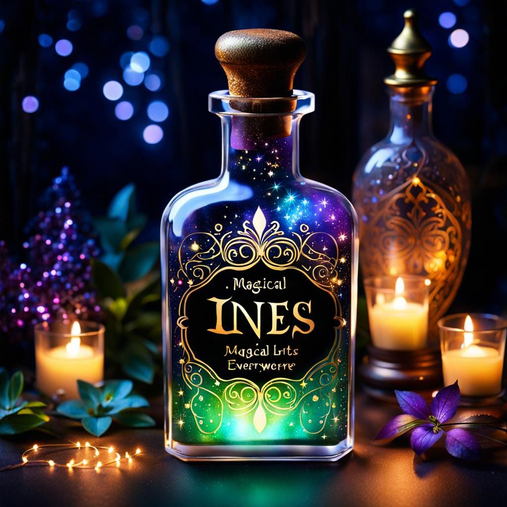 Magical Potion Bottle with Fairy Lights