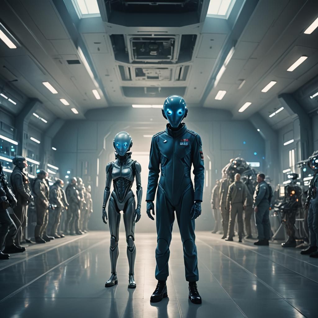 Extraterrestrial Encounter in Hangar, Cinematic Still