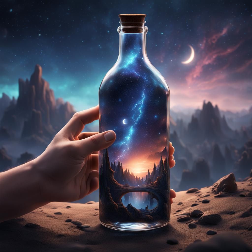 Night Sky in Glass Bottle: Fantasy Concept Art