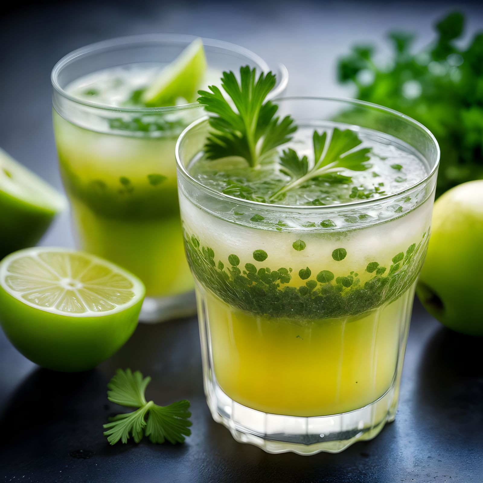 Savory Cocktail with Celery and Green Apple in Professional ...