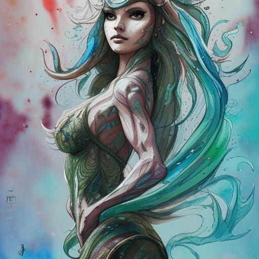 Muscular Elf in Gouache, Watercolor and Ink