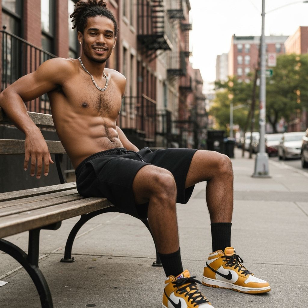 Handsome Man Relaxing on Brooklyn Bench