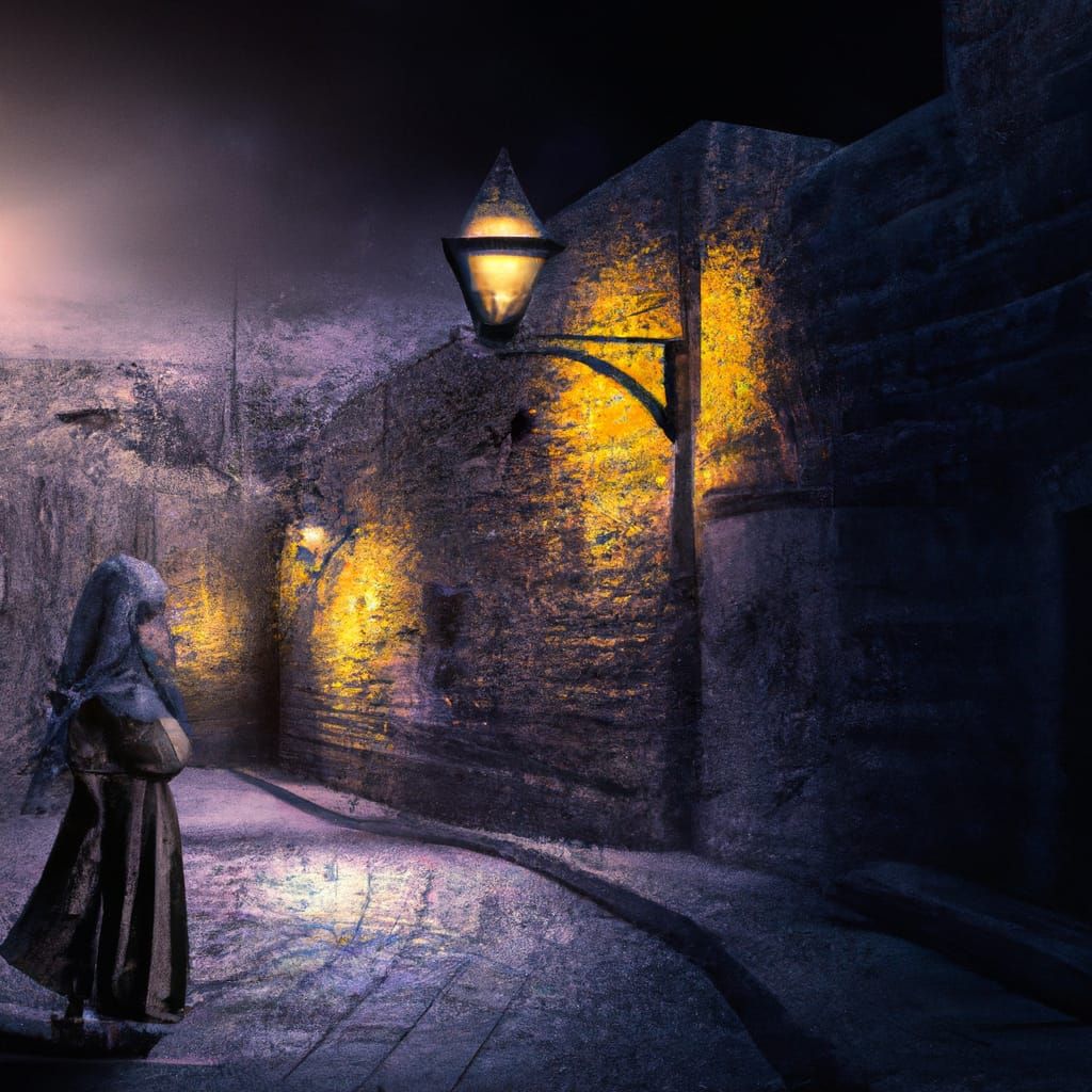 Mystical Woman Under Jerusalem's Winter Sky