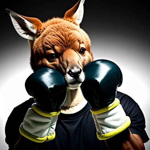 Boxing Kangaroo with Gloves Ready to Rumble