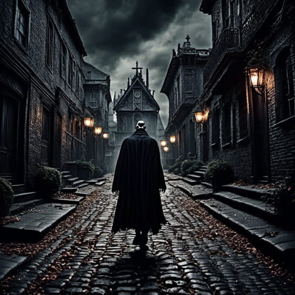 Hyperrealistic Dracula Stalks a Dark Street