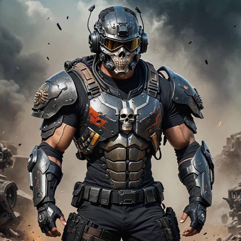 Cyborg Commando in High-Tech Armor