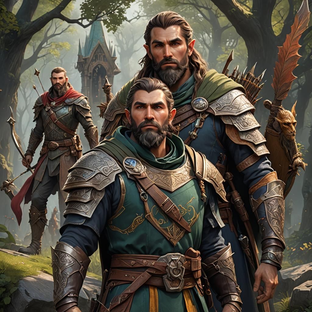Cleric and Elf Archer in Detailed Matte Painting