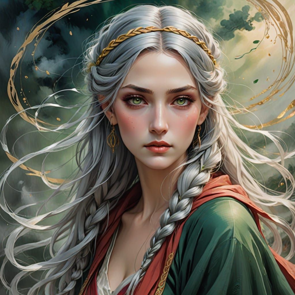 Dreamy Fantasy Oil Painting of Enchanted Woman