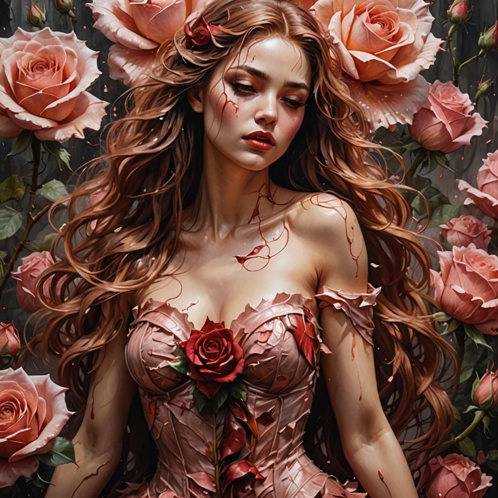 Rose Woman: Fantasy Realism in Oil Painting