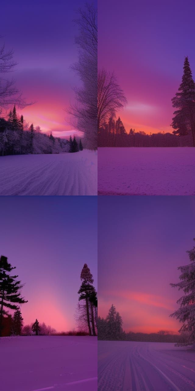 Pink Sky Over Snowy Winter Landscape