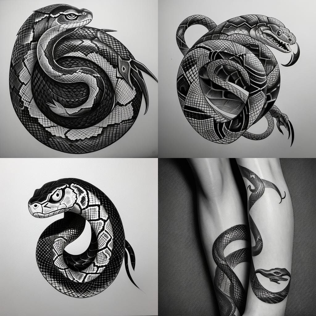 Black and White Snake Tattoo Design