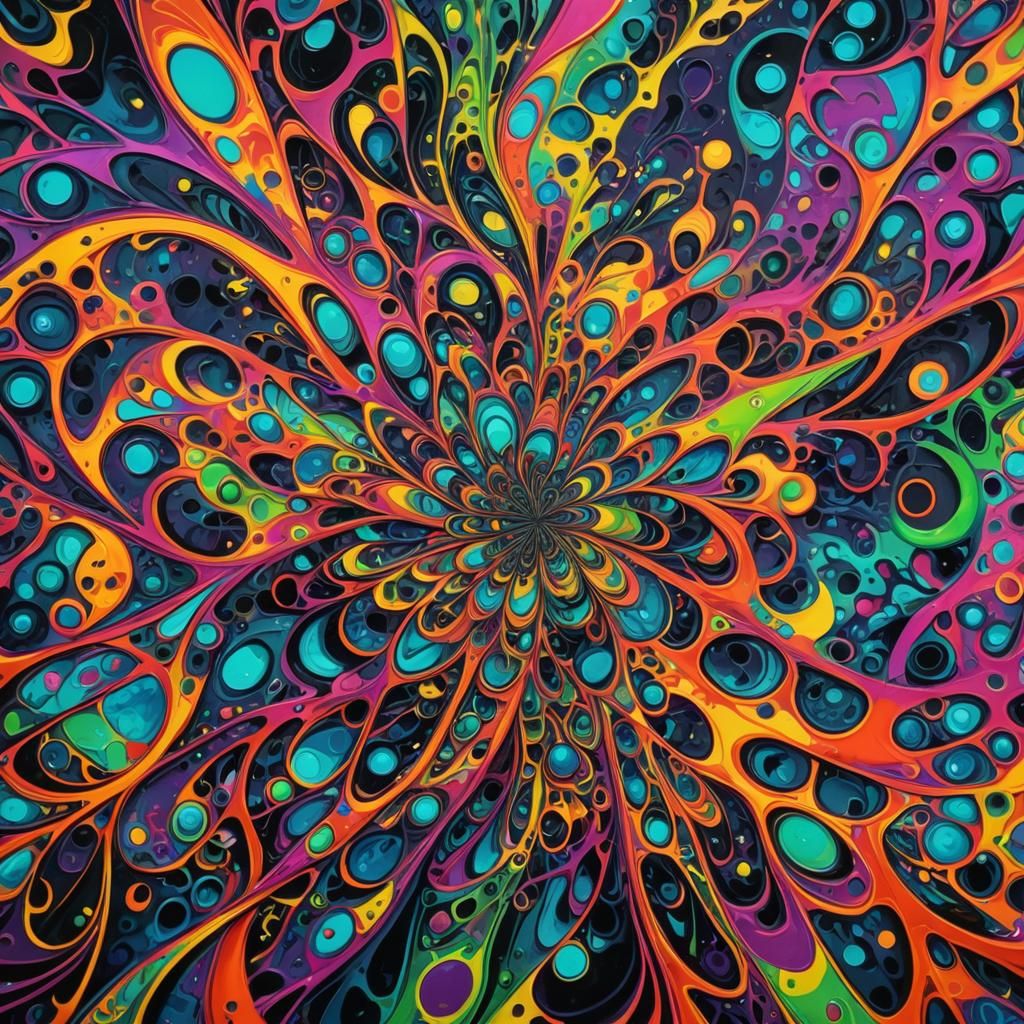 Psychedelic Graffiti Art: Neon Swirls and Shapes