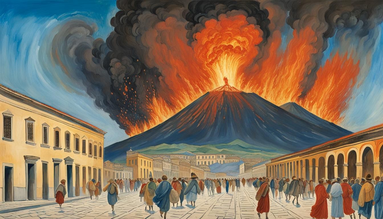 Vesuvius exploding over Pompei