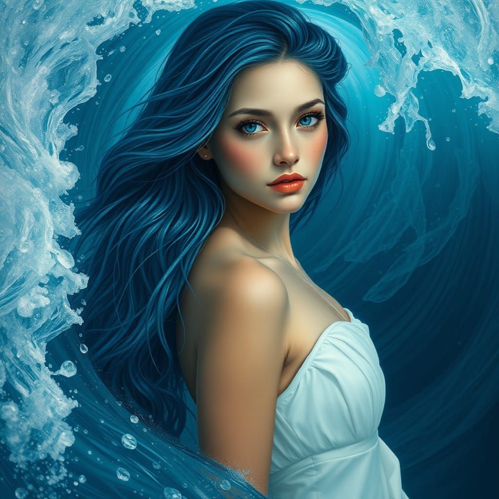 Woman in Crashing Wave: a Digital Matte Painting