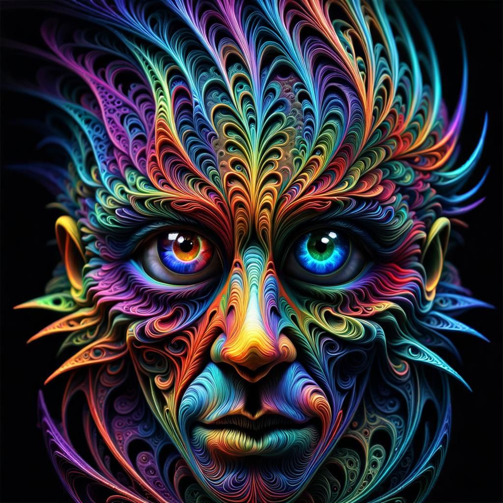Neon Fractal Eye: Hyperrealistic Digital Art