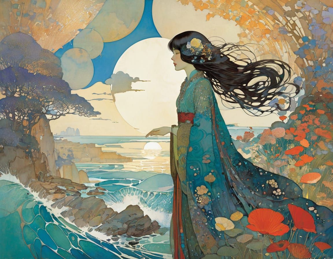 Fantasy Ocean Kingdom in Art Nouveau Style