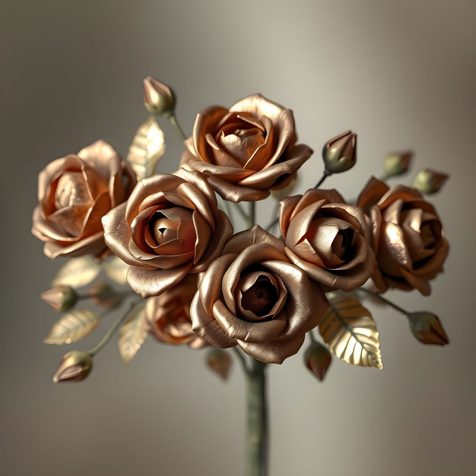 Elegant Metallic Roses: An AI Art Creation
