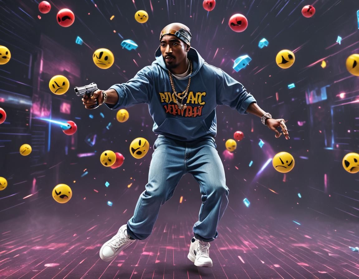 Tupac vs Pacman: Holographic Virtual Chase