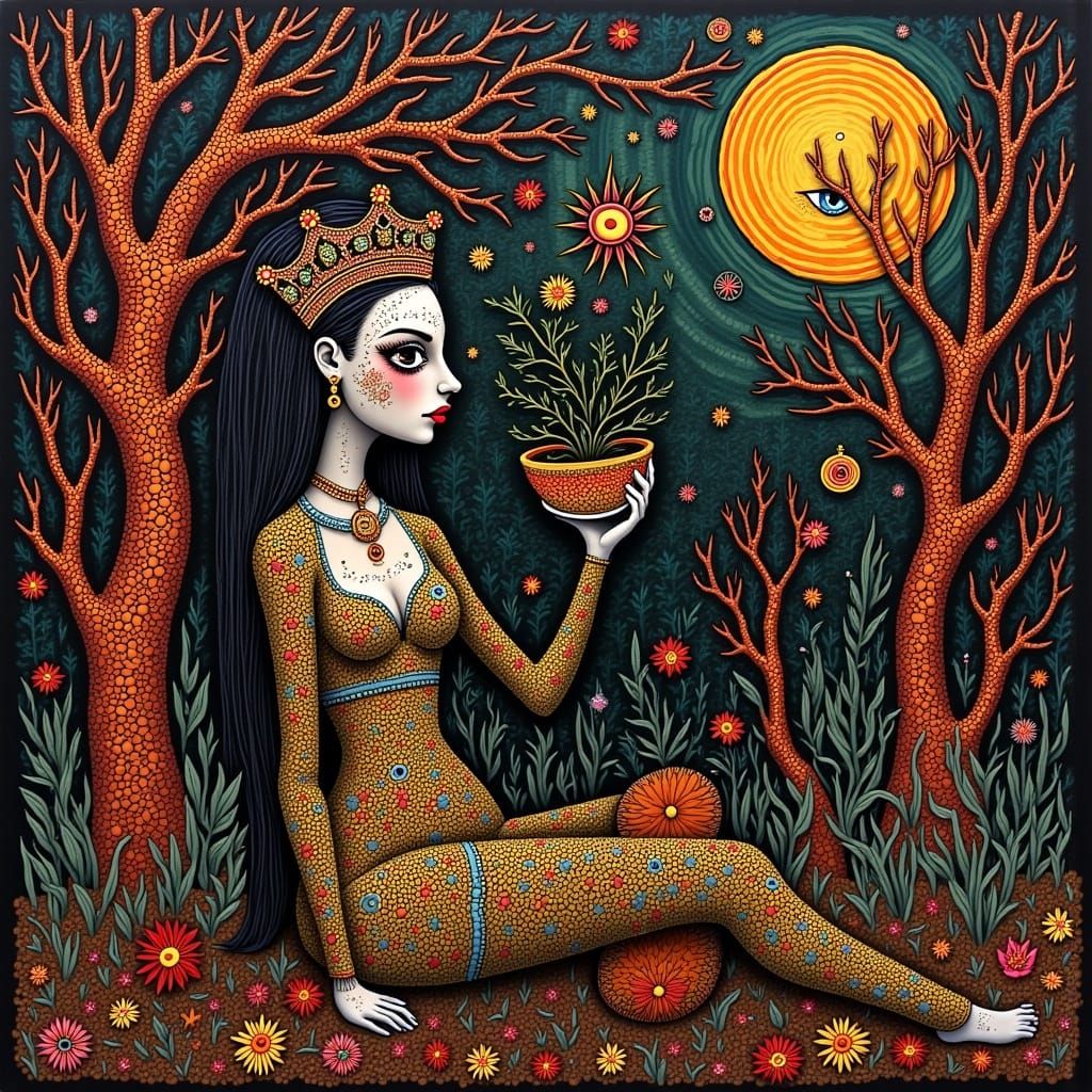 Mystic Lady in Psychedelic Ornate Setting