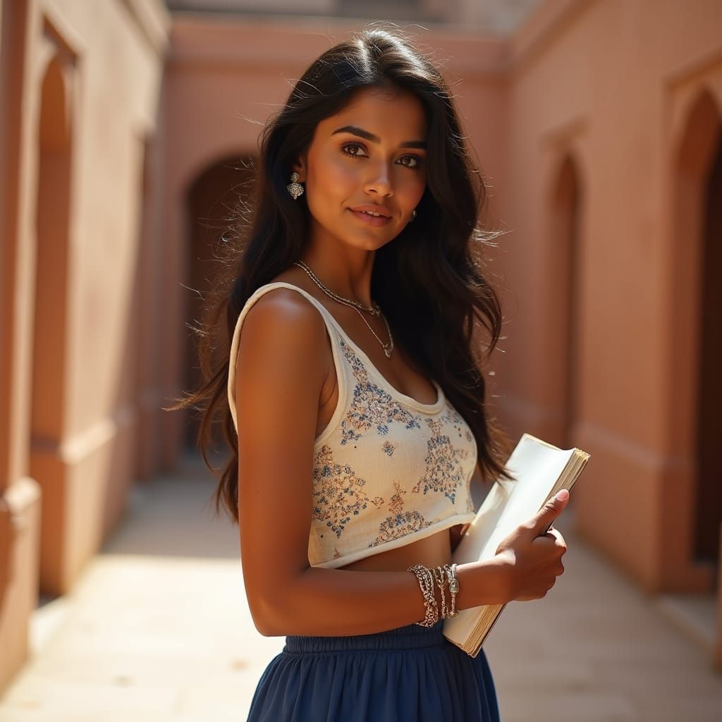 Indian Fashion Influencer in Jaipur: Photorealistic Film Aes...