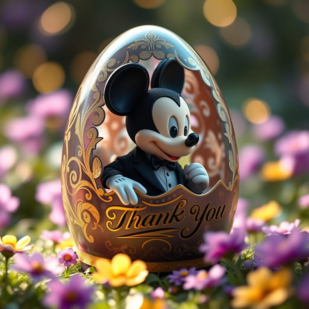 A vibrant, whimsical illustration depicting Mickey Mouse gra...