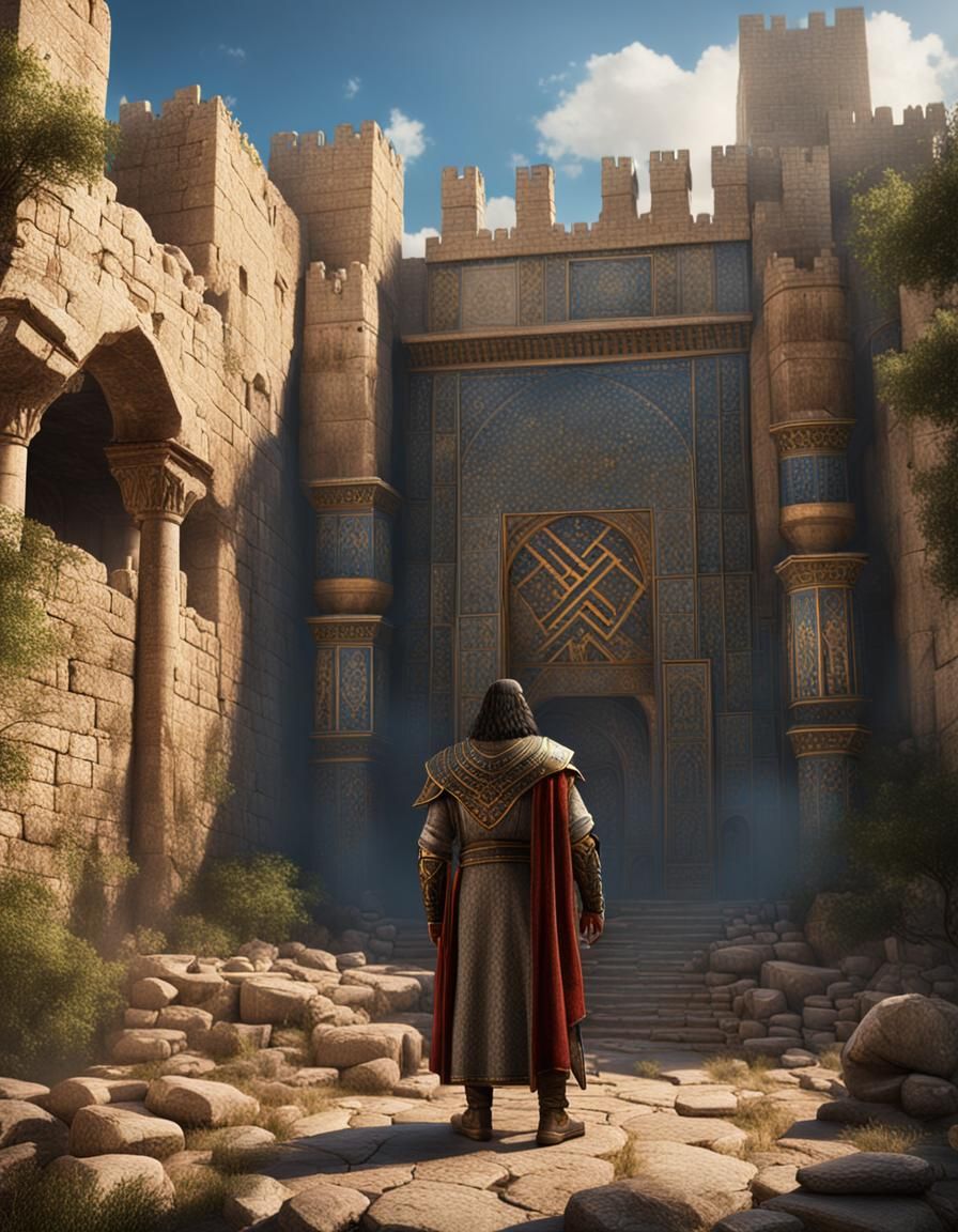 King Hezekiah and Jerusalem Wall: Matte Painting