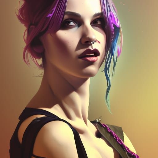 Punky Woman Portrait in Digital Art Style