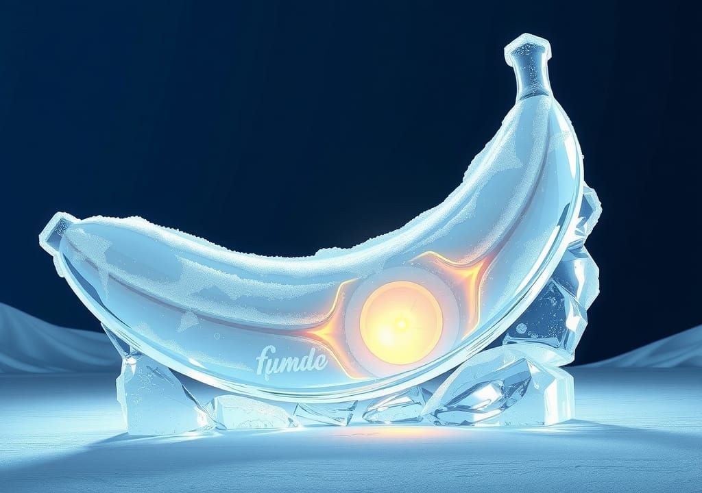 Hyperdetailed Ice Sculpture of a Banana