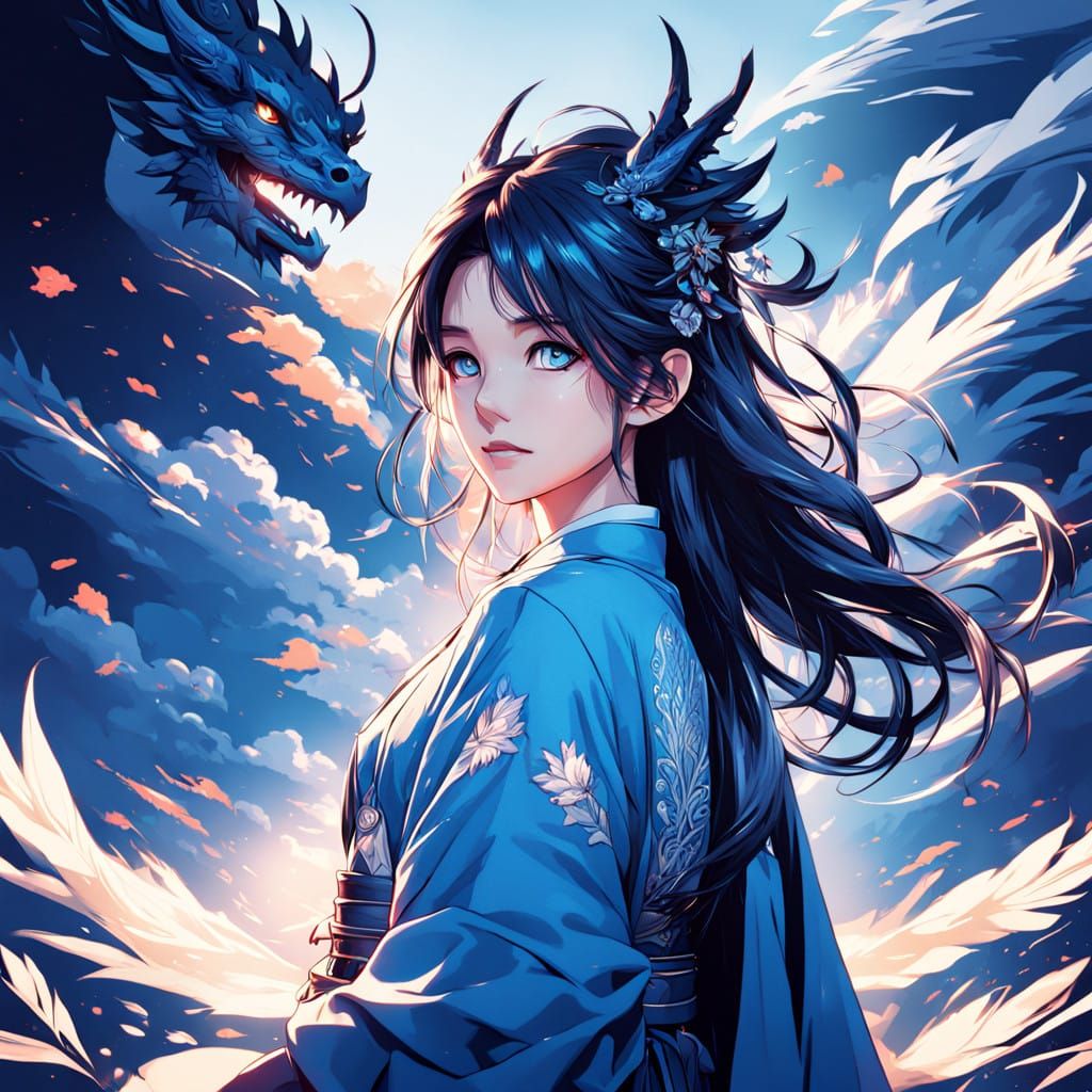 Serene Diamond Dragon Goddess in Human Form