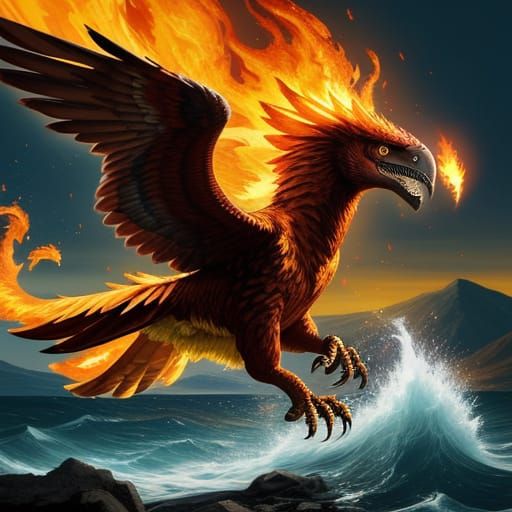 Majestic Pyrophoric Raptor Soars Through Blazing Inferno