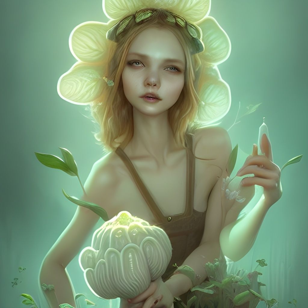 Cute Morchella Pixie Portrait in Chibi Style