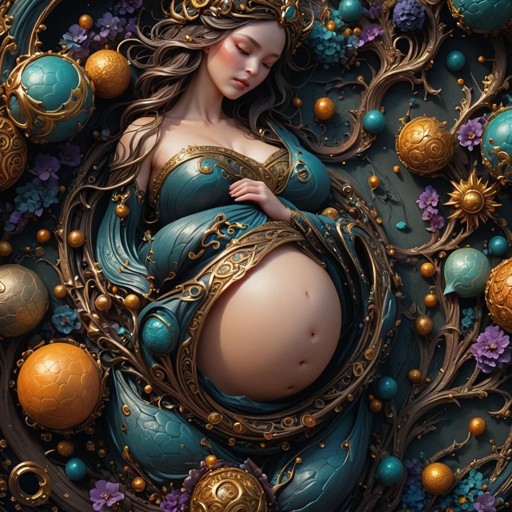Detailed Matte Painting of a Pregnant Belly