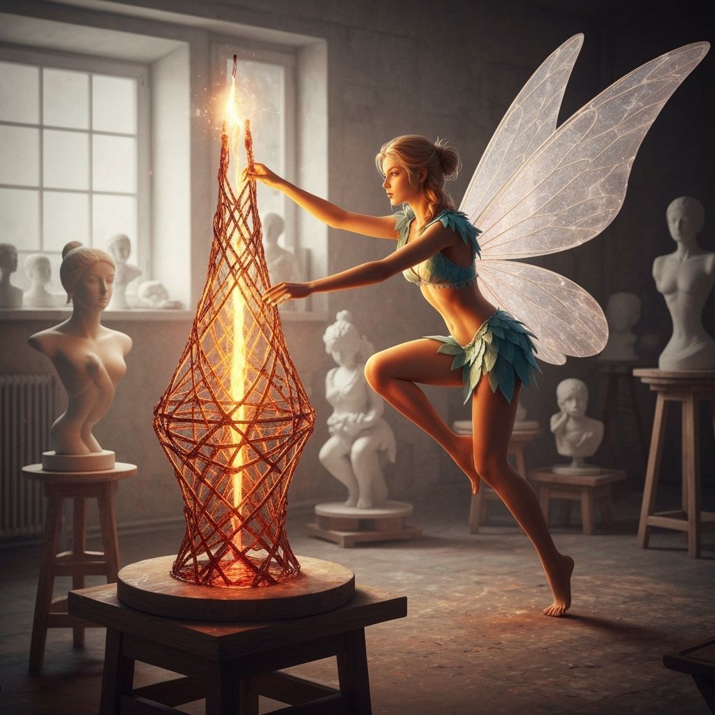 Fairy Weaves Molten Glass Sculpture in Studio