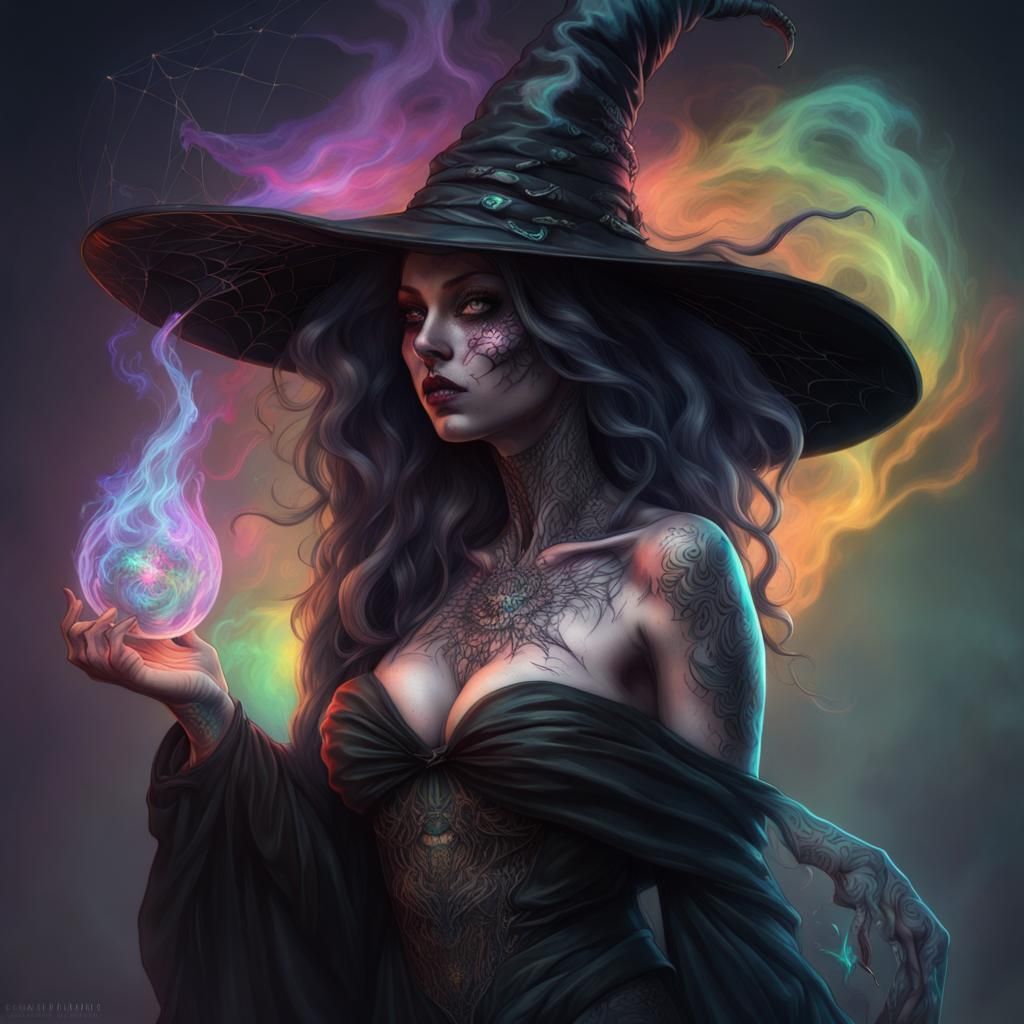 Eerie Spider Goddess Portrait in Surrealist Style