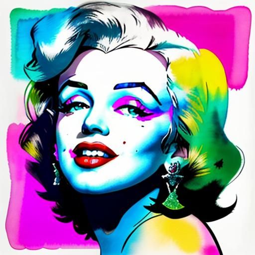 Marilyn Monroe Ink Sketch in Pop Art Style