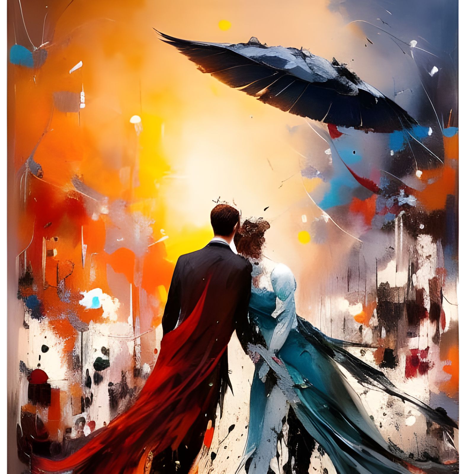 Two Lovers Holding Hands as Speed Painting