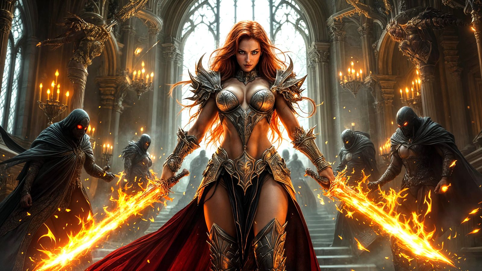 Valkyrie Vampire Slayer in a Grand Hall