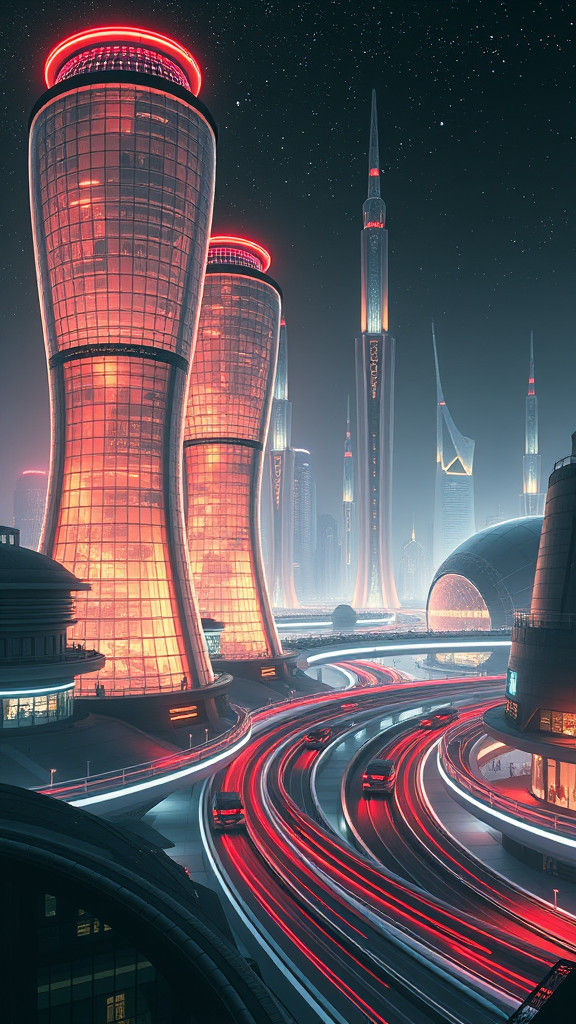 Futuristic Self-Sufficient Martian City with Biodomes