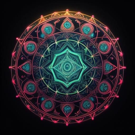 Glowing Crystal Orb in Ancient Temple, Sacred Geometry