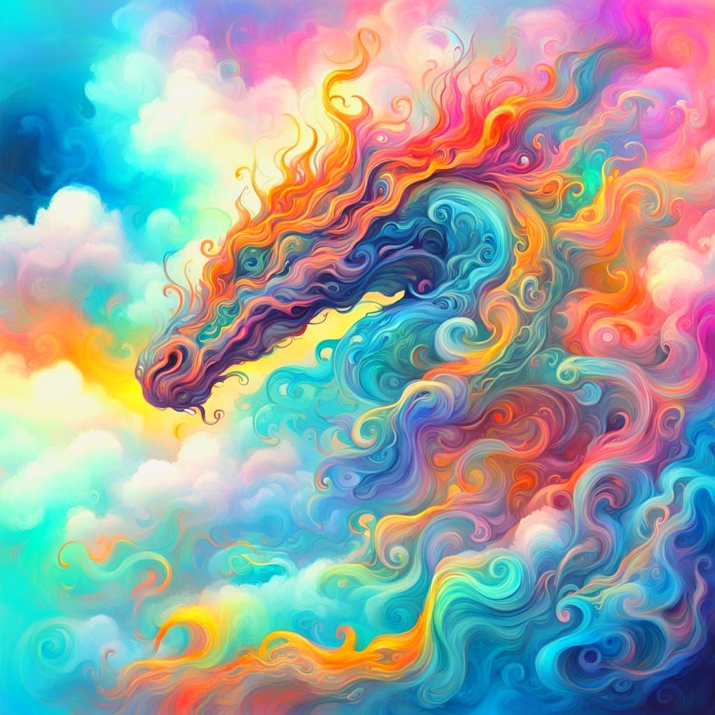 Fantasy Clouds in Multicolored Inks
