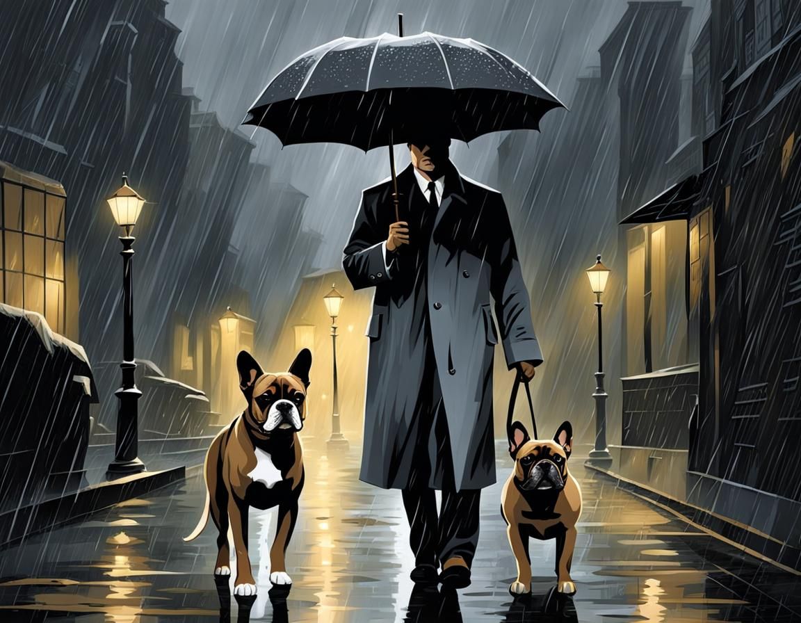 Dogs in Rain: A Noir Detective Scene