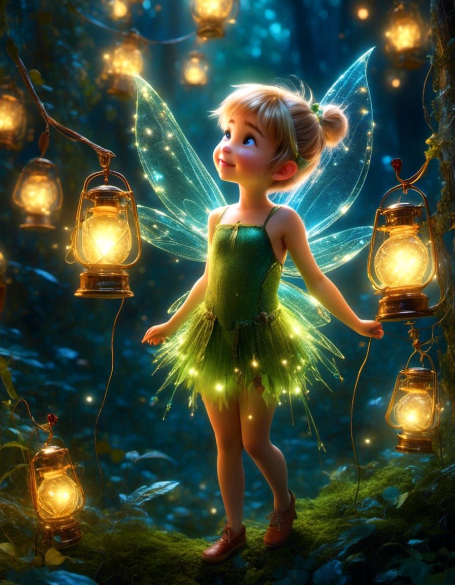 Adorable Tinkerbell Portrait in Fairy Forest