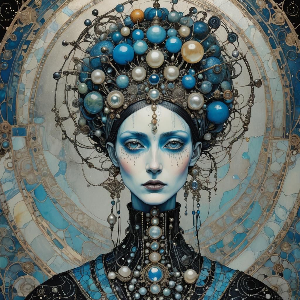 Funky Alien Female Portrait in Gothic Romanticism Style