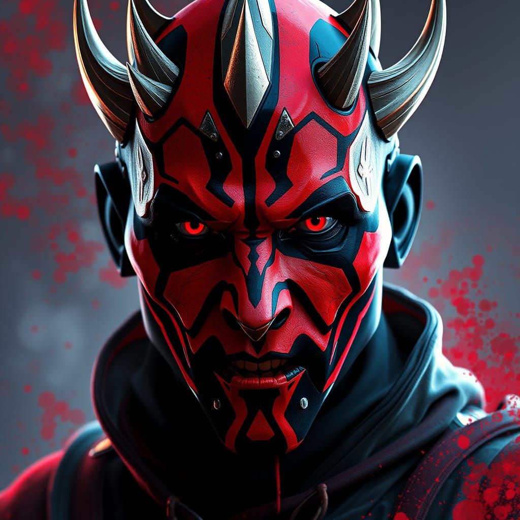 Darth Maul: Hyperdetailed Portrait in Triadic Colors