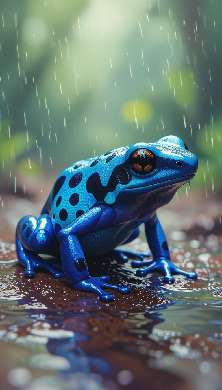 Vibrant Blue Frog Skin Pattern Background, Wet and Glistenin...